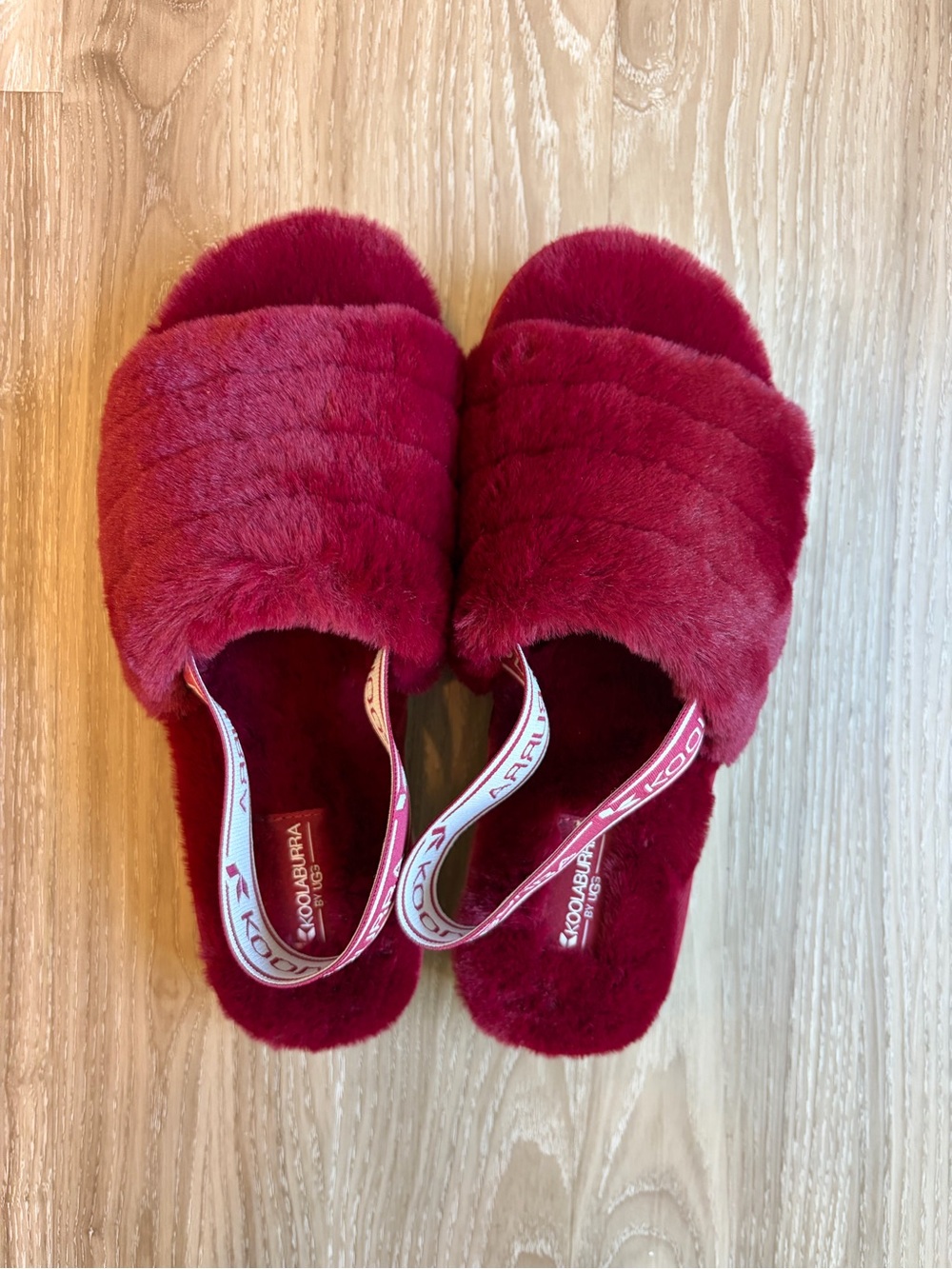 Koolaburra by UGG Burgundy Faux Fur Slide Slippers Women Size 8